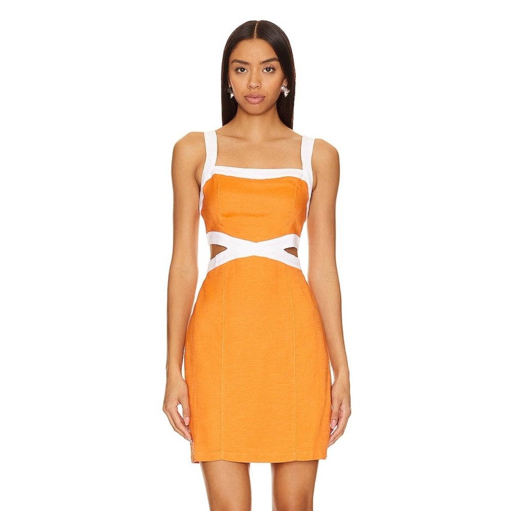 MINKPINK Jacques contrast mini dress in orange